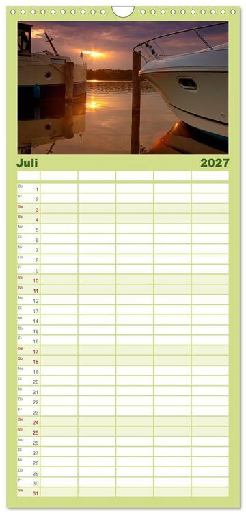Produktbild: Familienplaner 2027 - Mecklenburgische Seenplatte - zum Tr&auml;umen sch&ouml;n mit 5 Spalten (Wandkalender, 21 x 45 cm) CALVENDO