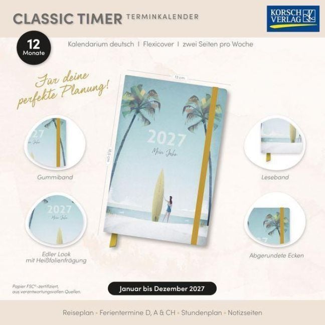 Produktbild: Terminkalender Classic Timer Beach 2027