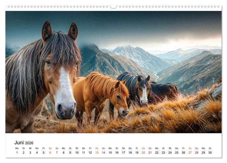 Produktbild: Islandpferde - Freiheit im Blick (hochwertiger Premium Wandkalender 2026 DIN A2 quer), Kunstdruck in Hochglanz