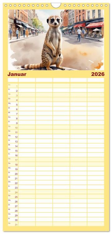 Produktbild: Familienplaner 2026 - Erdm&auml;nnchen in New York City mit 5 Spalten (Wandkalender, 21 x 45 cm) CALVENDO