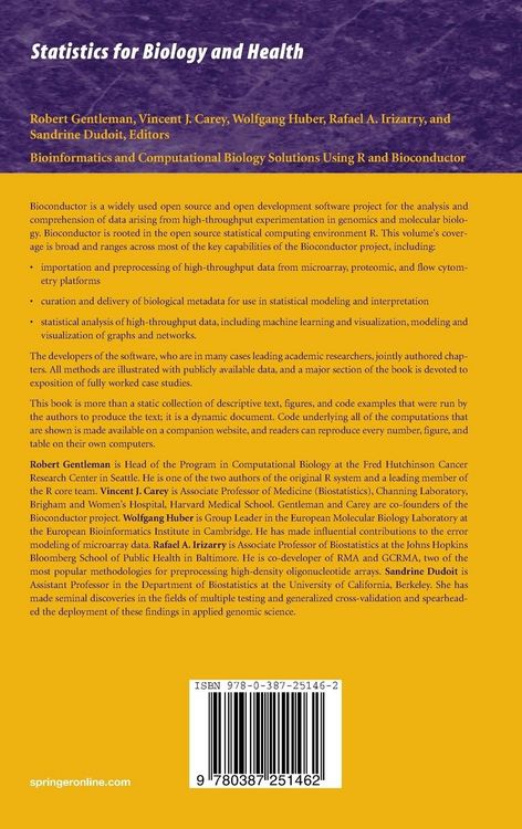 Produktbild: Bioinformatics and Computational Biology Solutions Using R and Bioconductor