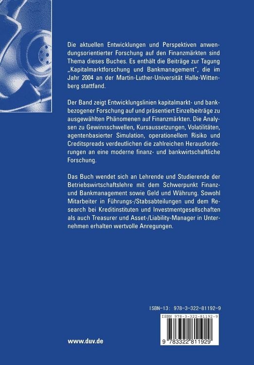 Produktbild: Kapitalmarktforschung und Bankmanagement