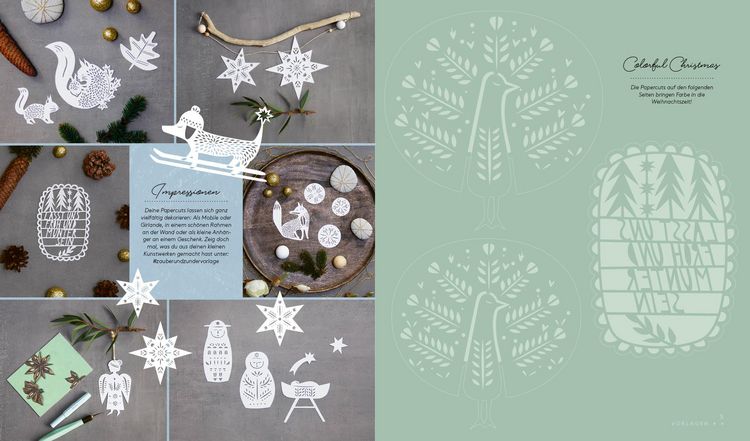 Produktbild: Set: Christmas Papercut &ndash; Die Vorlagenmappe mit Anleitung und 20 weihnachtlichen Papierschnitt-Motiven zum Sofort-Loslegen