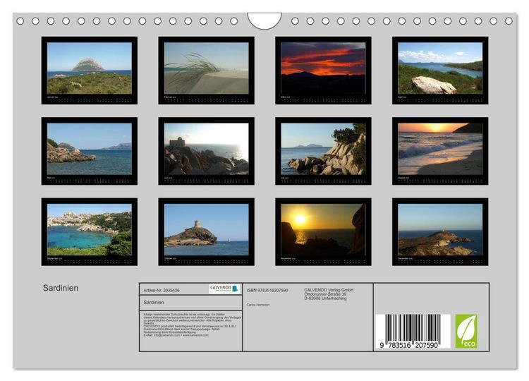 Produktbild: Sardinien (Wandkalender 2026 DIN A4 quer), CALVENDO Monatskalender