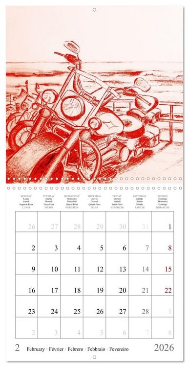 Produktbild: The passion of motorcycling - sketches of freedom (Wall Calendar 2026 12 &times; 12 Inch) CALVENDO 12 Month Wall Calendar