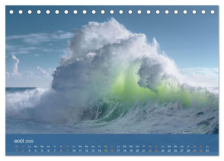 Produktbild: Temp&ecirc;tes c&ocirc;ti&egrave;res - La puissance brute des vagues (Calendrier de bureau 2026 DIN A5 vertical), CALVENDO calendrier mensuel