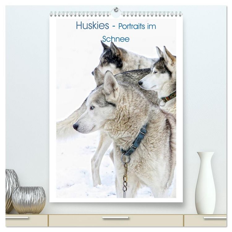 Produktbild: Huskies - Portraits im Schnee (hochwertiger Premium Wandkalender 2026 DIN A2 hoch), Kunstdruck in Hochglanz