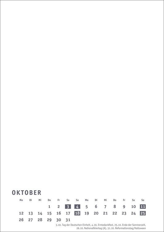 Produktbild: Premium-Bastelkalender weiß A4 2026