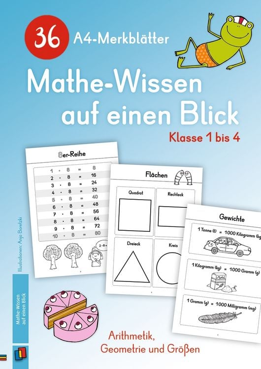 Produktbild: 36 A4-Merkbl&auml;tter Mathe-Wissen auf einen Blick &ndash; Klasse 1 bis 4