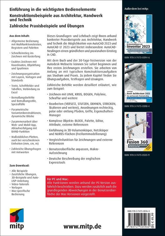 Produktbild: AutoCAD 2023 und AutoCAD LT 2023 f&uuml;r Architekten und Ingenieure