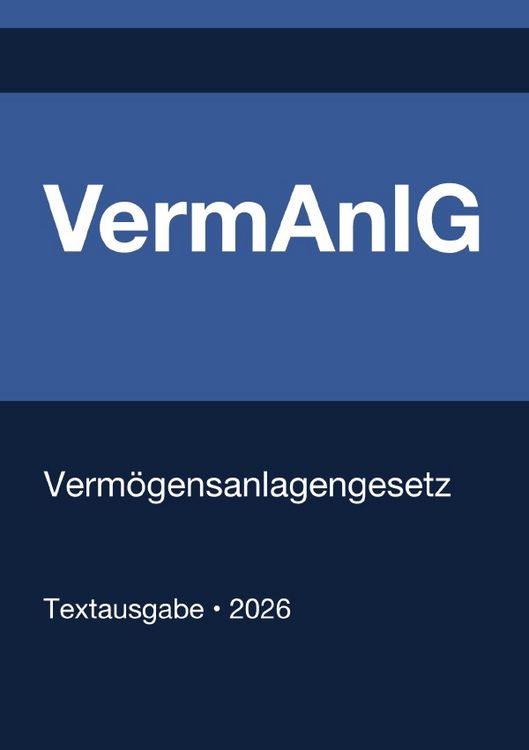 Produktbild: VermAnlG - Verm&ouml;gensanlagengesetz (Deutschland) 2026
