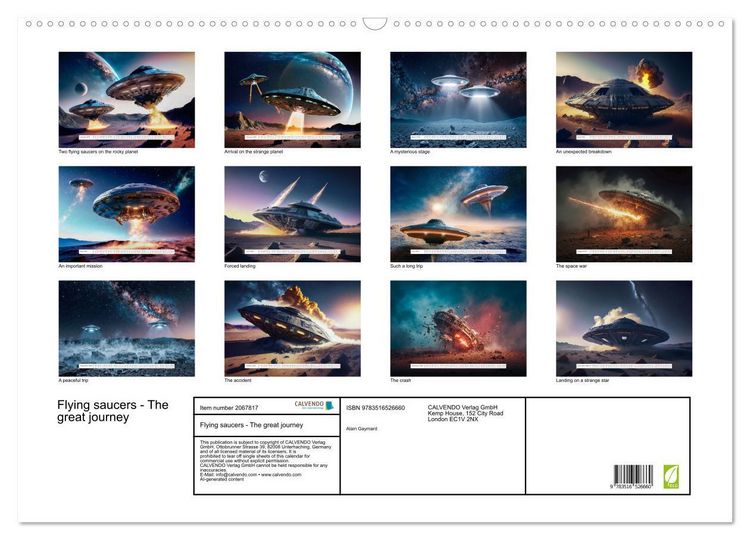 Produktbild: Flying saucers - The great journey (Wall Calendar 2026 DIN A2 landscape), CALVENDO 12 Month Wall Calendar