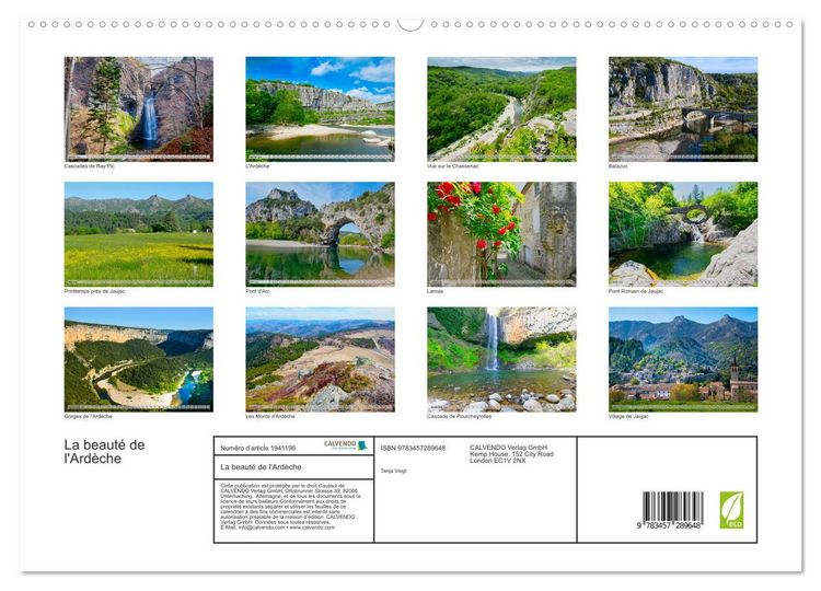 Produktbild: La beaut&eacute; de l'Ard&egrave;che (Calendrier mural 2026 DIN A2 vertical) calendrier de bureau
