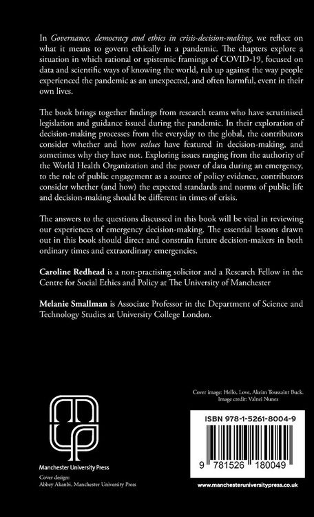 Produktbild: Governance, democracy and ethics in crisis-decision-making