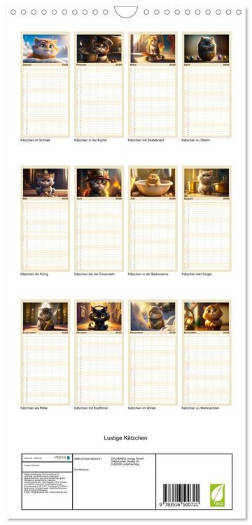 Produktbild: Familienplaner 2026 - Lustige K&auml;tzchen mit 5 Spalten (Wandkalender, 21 x 45 cm) CALVENDO