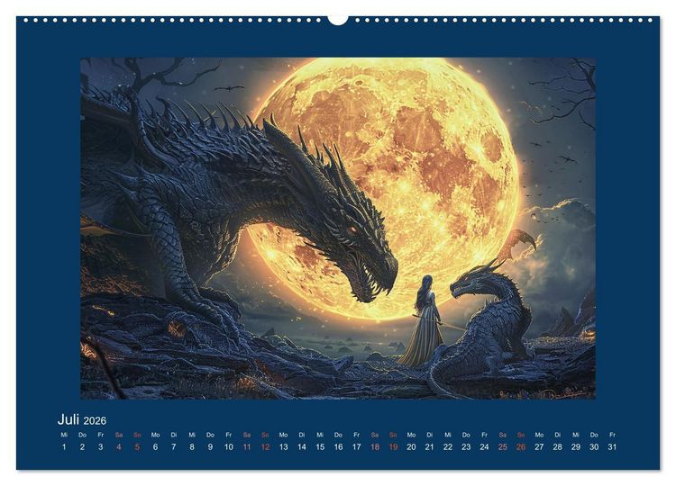 Produktbild: Drachenkrieger (hochwertiger Premium Wandkalender 2026 DIN A2 quer), Kunstdruck in Hochglanz