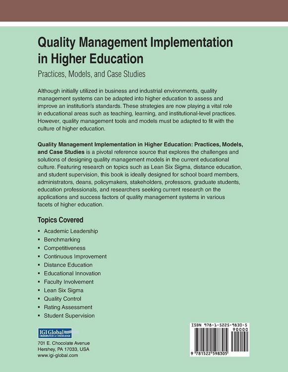 Produktbild: Quality Management Implementation in Higher Education