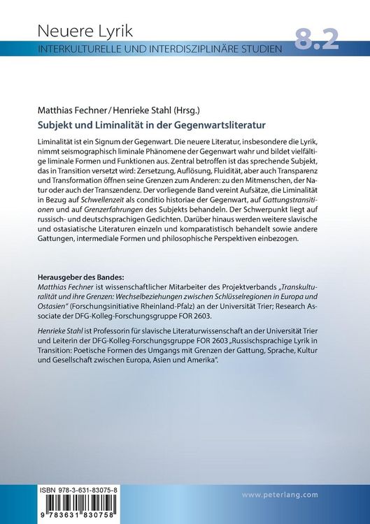 Produktbild: Subjekt und Liminalit&auml;t in der Gegenwartsliteratur