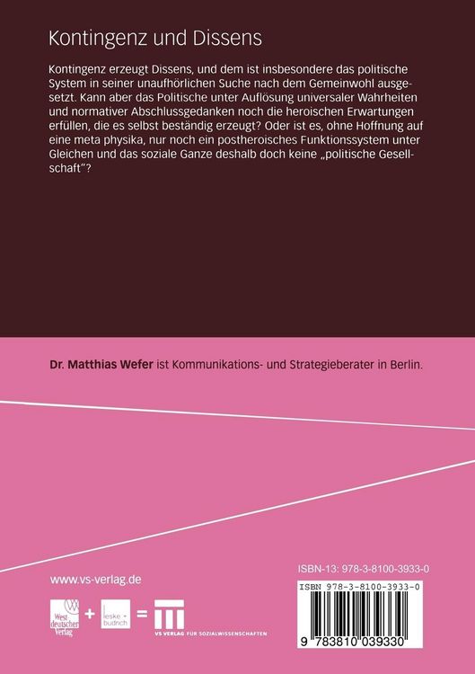 Produktbild: Kontingenz und Dissens