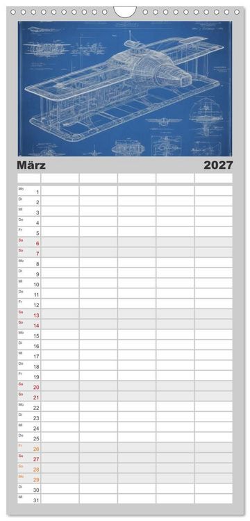 Produktbild: Familienplaner 2027 - Steampunk - Blaupausen mit 5 Spalten (Wandkalender, 21 x 45 cm) CALVENDO