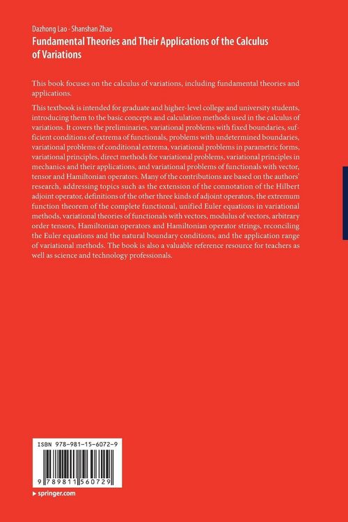 Produktbild: Fundamental Theories and Their Applications of the Calculus of Variations