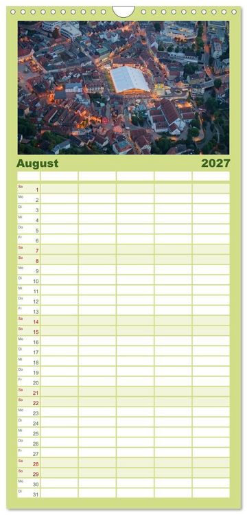 Produktbild: Familienplaner 2027 - Oberfranken aus der Vogelperspektive mit 5 Spalten (Wandkalender, 21 x 45 cm) CALVENDO