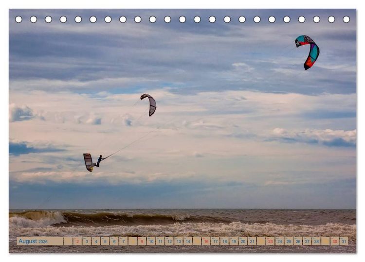 Produktbild: Kitesurfen - &uuml;ber den Wellen (Tischkalender 2026 DIN A5 quer), CALVENDO Monatskalender