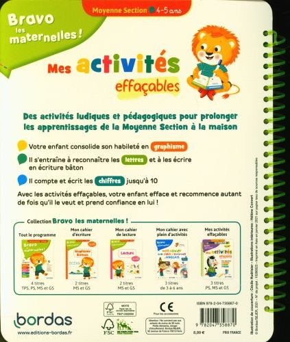 Produktbild: Mes activit&eacute;s effa&ccedil;ables : moyenne section, 4-5 ans