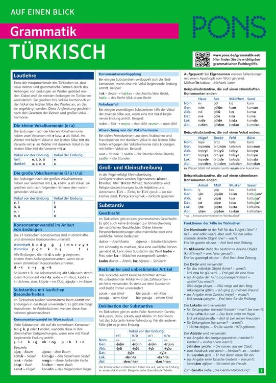 Produktbild: PONS Grammatik auf einen Blick T&uuml;rkisch