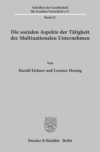Produktbild: Die sozialen Aspekte der T&auml;tigkeit der Multinationalen Unternehmen.