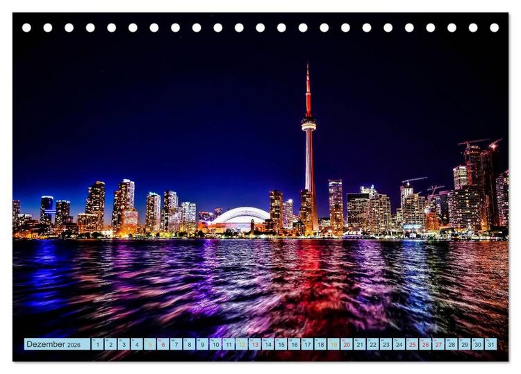 Produktbild: St&auml;dte der Welt - Skylines in der Nacht (Tischkalender 2026 DIN A5 quer), CALVENDO Monatskalender