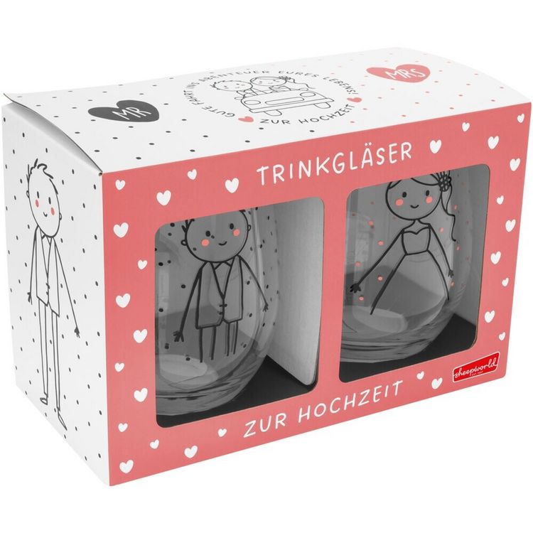 Produktbild: Trinkglas-Set Motiv "Mr & Mrs"