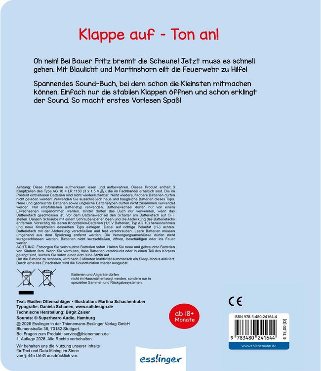 Produktbild: Mein Klapp-Sound-Buch: Tat&uuml;tata, die Feuerwehr ist da!