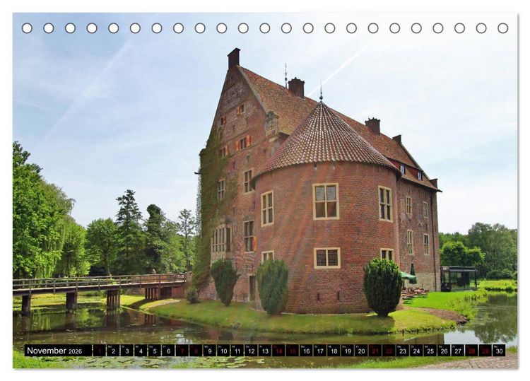 Produktbild: M&uuml;nsterland Romantik - Romantische Schl&ouml;sser und Wasserburgen (Tischkalender 2026 DIN A5 quer), CALVENDO Monatskalender