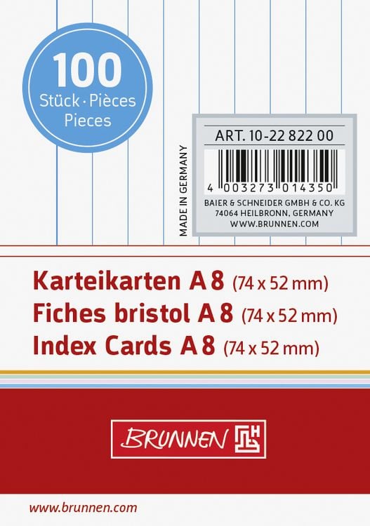 Produktbild: Brunnen Karteikarte A8 lin ws 100St