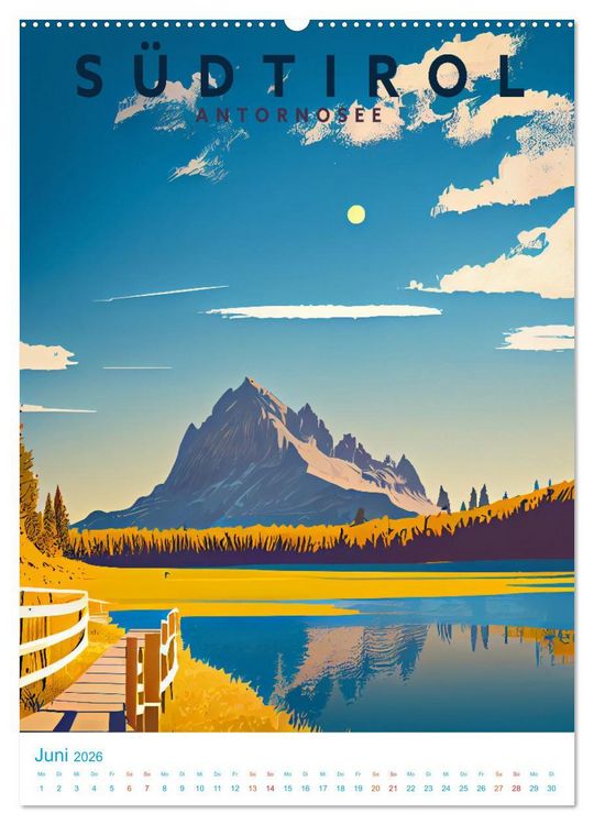 Produktbild: S&uuml;dtirol - Old School Poster Style (hochwertiger Premium Wandkalender 2026 DIN A2 hoch), Kunstdruck in Hochglanz