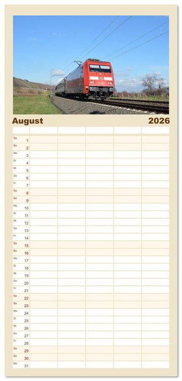 Produktbild: Familienplaner 2026 - Die Baureihe 101 der Deutschen Bahn mit 5 Spalten (Wandkalender, 21 x 45 cm) CALVENDO