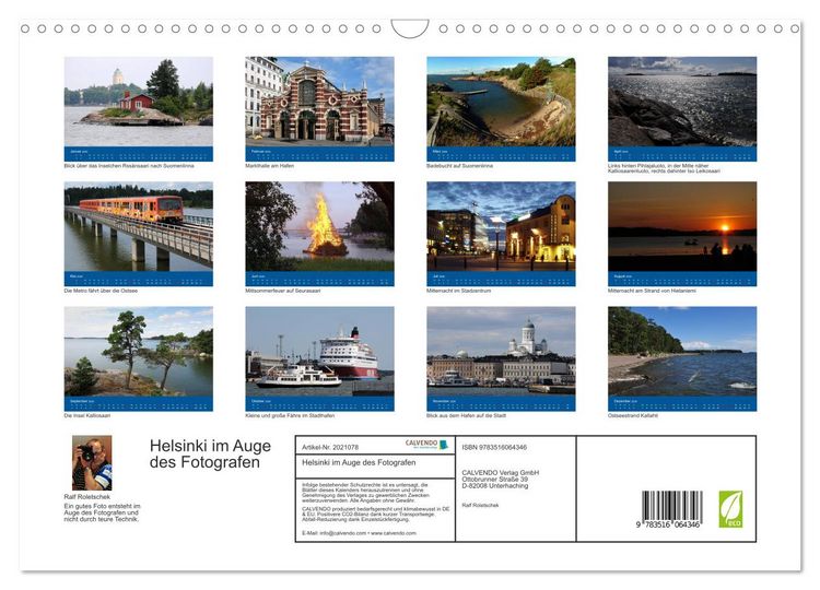 Produktbild: Helsinki im Auge des Fotografen (Wandkalender 2026 DIN A3 quer), CALVENDO Monatskalender