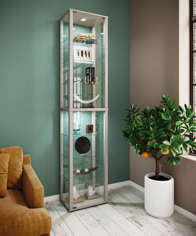 Produktbild: Holz Glas Stand Vitrine Sammelvitrine Kavisa XL