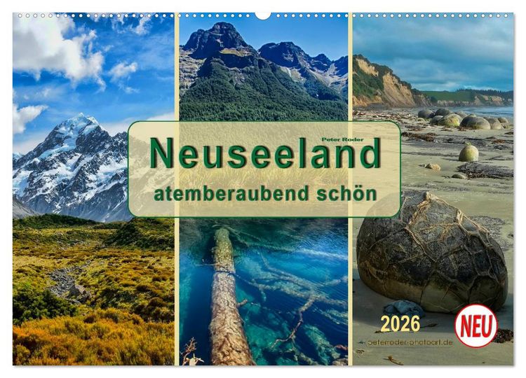 Produktbild: Neuseeland - atemberaubend sch&ouml;n (Wandkalender 2026 DIN A2 quer), CALVENDO Monatskalender