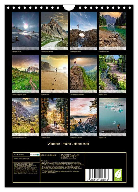 Produktbild: Wandern - meine Leidenschaft (Wandkalender 2026 DIN A4 hoch), CALVENDO Monatskalender