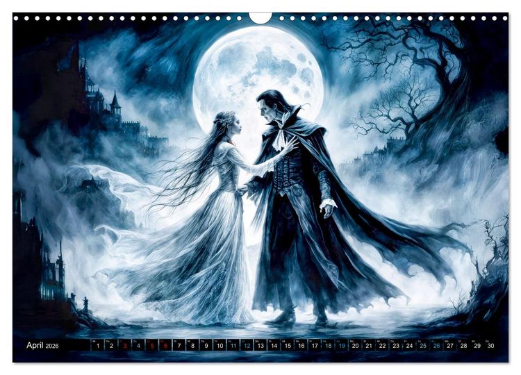 Produktbild: Finsternis der Vampire - Mystischer d&uuml;sterer Fantasy Kalender (Wandkalender 2026 DIN A3 quer), CALVENDO Monatskalender