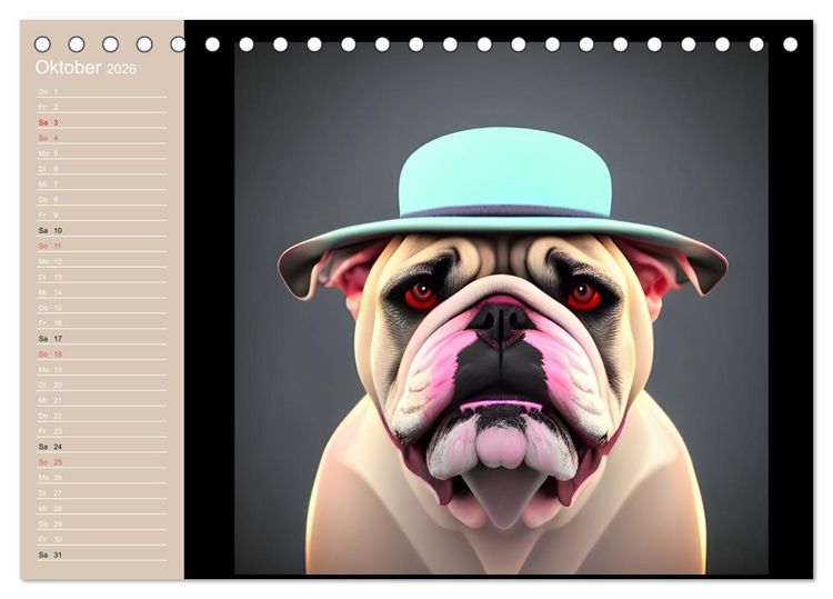 Produktbild: Graphic PoP Art Bulldogge (Tischkalender 2026 DIN A5 quer), CALVENDO Monatskalender