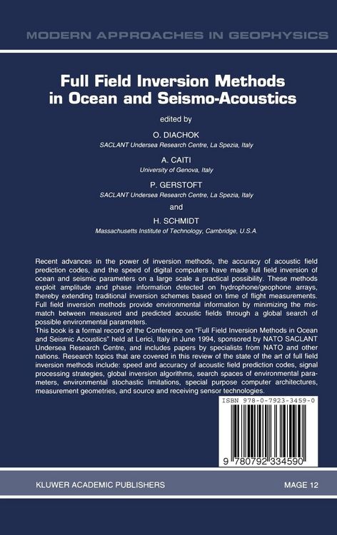 Produktbild: Full Field Inversion Methods in Ocean and Seismo-Acoustics