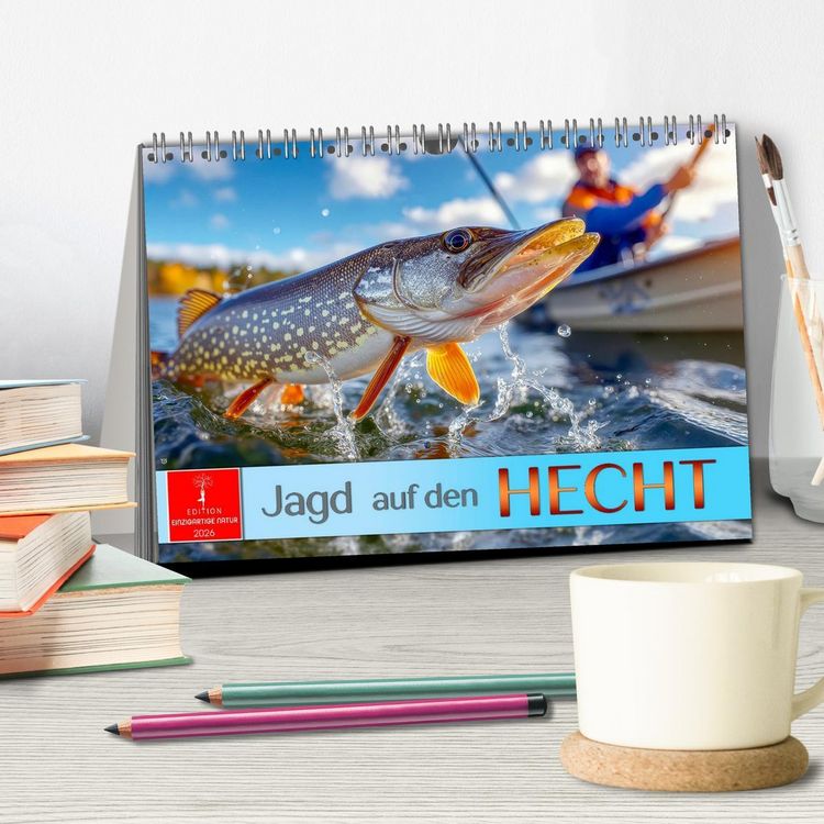 Produktbild: Jagd auf den Hecht (Tischkalender 2026 DIN A5 quer), CALVENDO Monatskalender