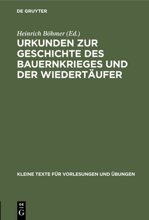 Produktbild: Urkunden zur Geschichte des Bauernkrieges und der Wiedert&auml;ufer