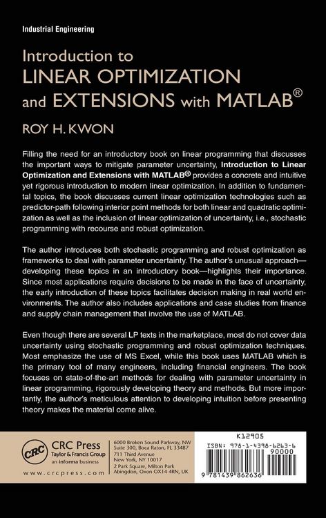 Produktbild: Introduction to Linear Optimization and Extensions with MATLAB