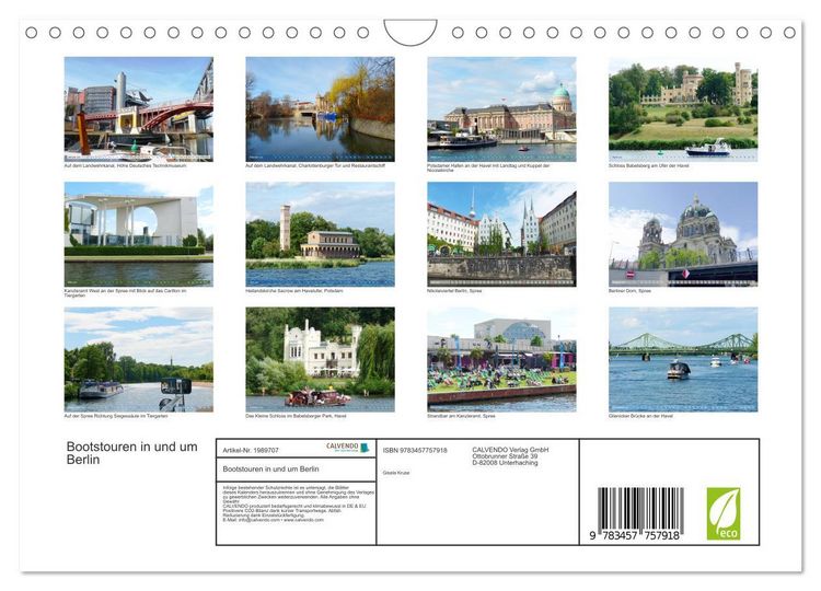 Produktbild: Bootstouren in und um Berlin (Wandkalender 2026 DIN A4 quer), CALVENDO Monatskalender