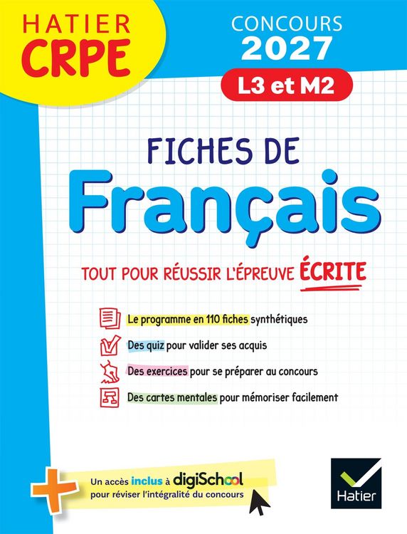 Produktbild: Hatier CRPE - Fiches de Fran&ccedil;ais - Epreuve &eacute;crite d'admissibilit&eacute; - 2027 - L3 et M2