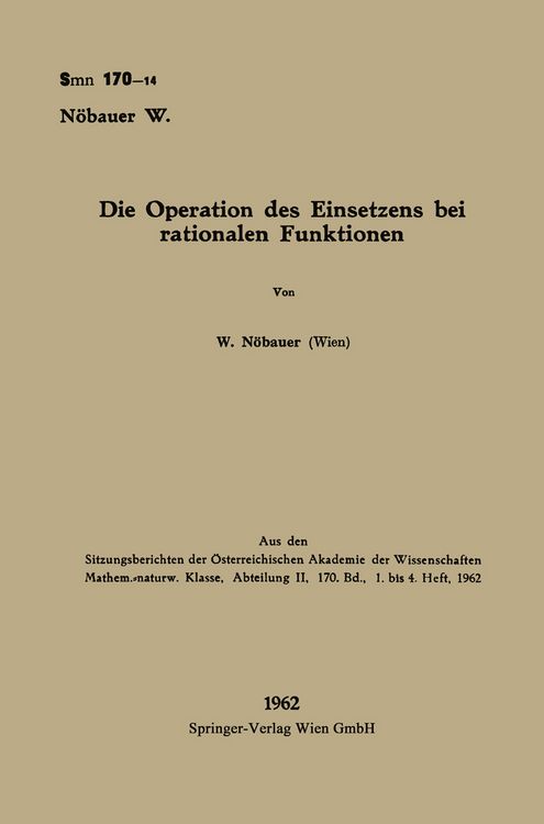 Produktbild: Die Operation des Einsetzens bei rationalen Funktionen